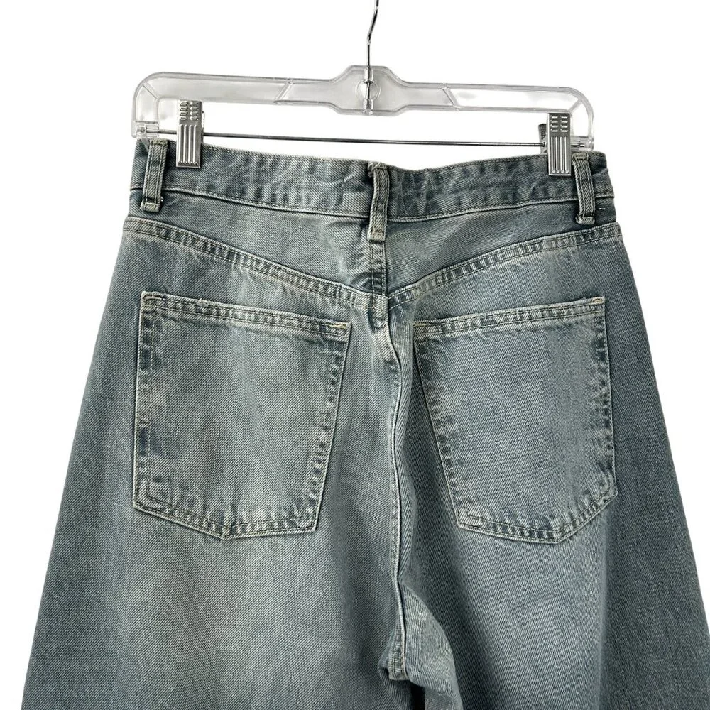 ZARA Women's 8 Jeans Blue Straight Leg High Rise Relaxed Baggy Cuffed Hem Denim - Picture 12 of 14